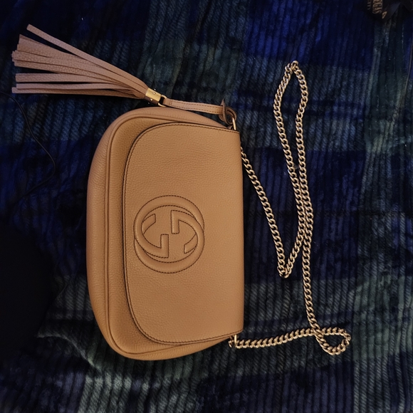 Gucci Tan Leather Crossbody Bag with Chain Strap - Picture 5 of 7